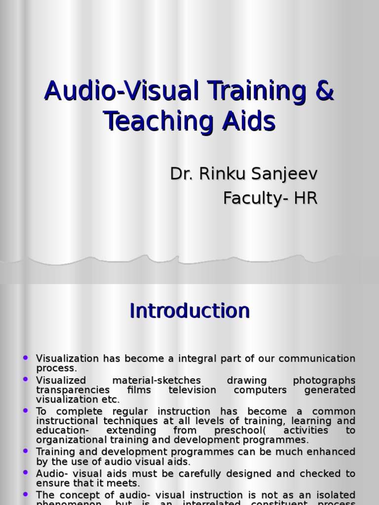 Audio-Visual Training & Teaching Aids L-4.ppt | Cognition | Psychology ...