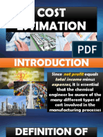 COST ESTIMATION FOR CHEMICAL PROCESS PLANTS