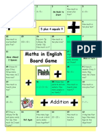 Maths in English Board Game: Addition