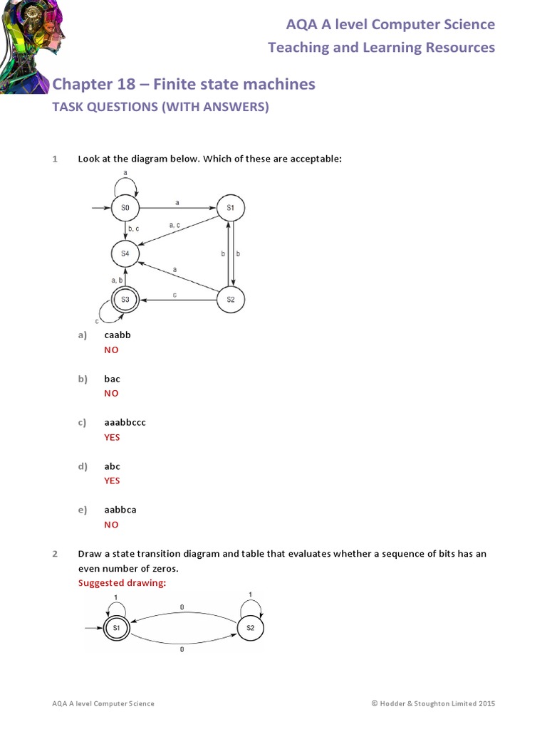 AQA A Level: Finite State Machines | PDF | Computers