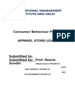 Consumer Behaviour Project Apparel Store-Levi'S: International Management Institute New Delhi