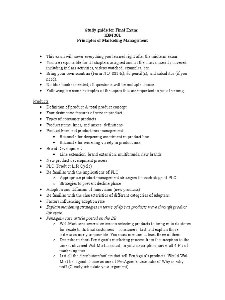 Intro - Studyguide - Final Exam | PDF | Sales | Retail
