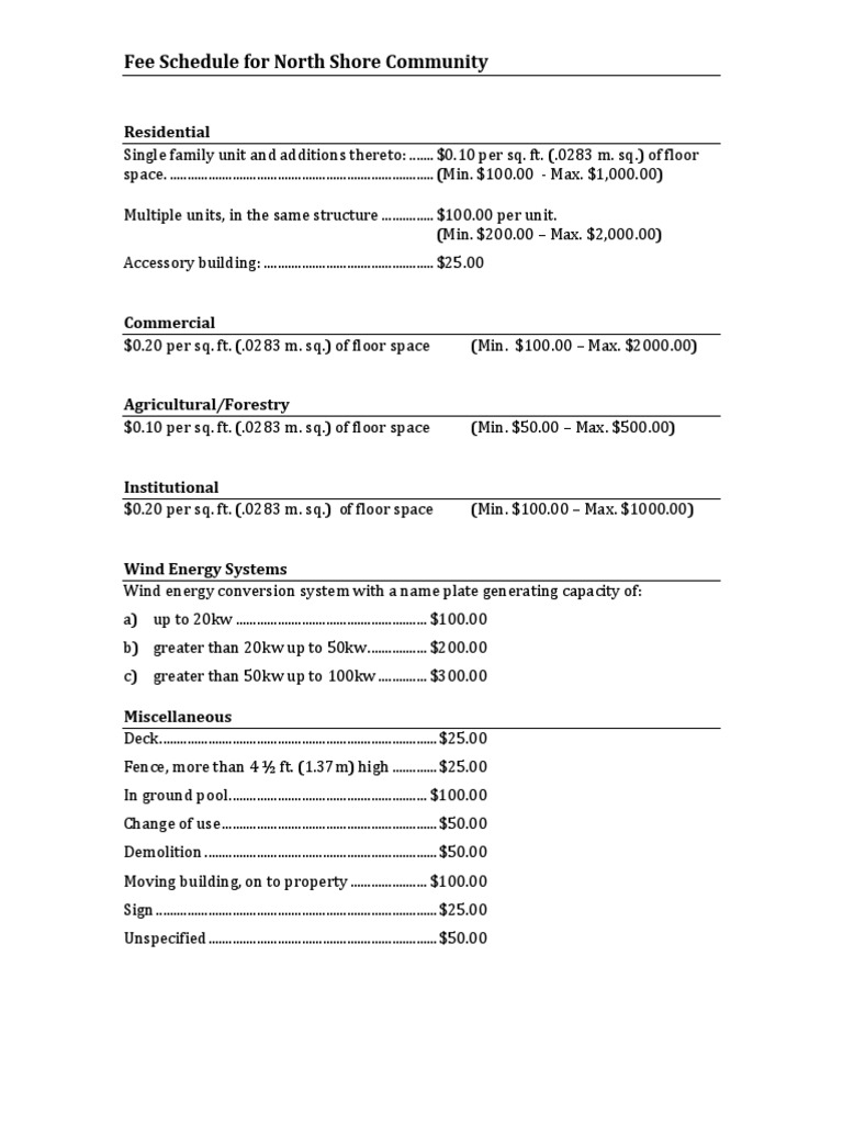 North Shore Building Permit Fees | PDF