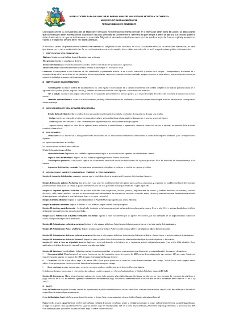 Barranca instructivo formulario industria y comercio pdf cheque