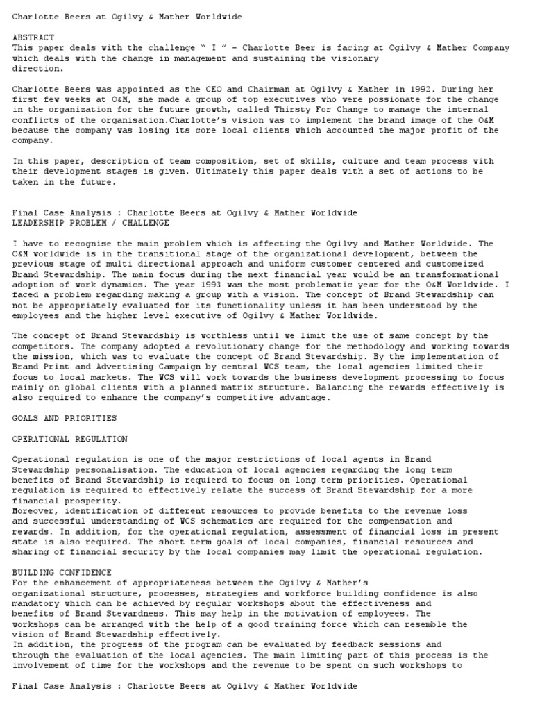 Charlotte beers ogilvy mather case analysis essay examples 02 image