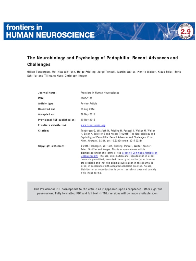 Neurobiology and Psychology of Pedophilia | PDF | Pedophilia | Psychopathy