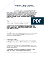 FAPERJ-Apoio À Produção e Divulgação Das Artes No Estado Do RJ