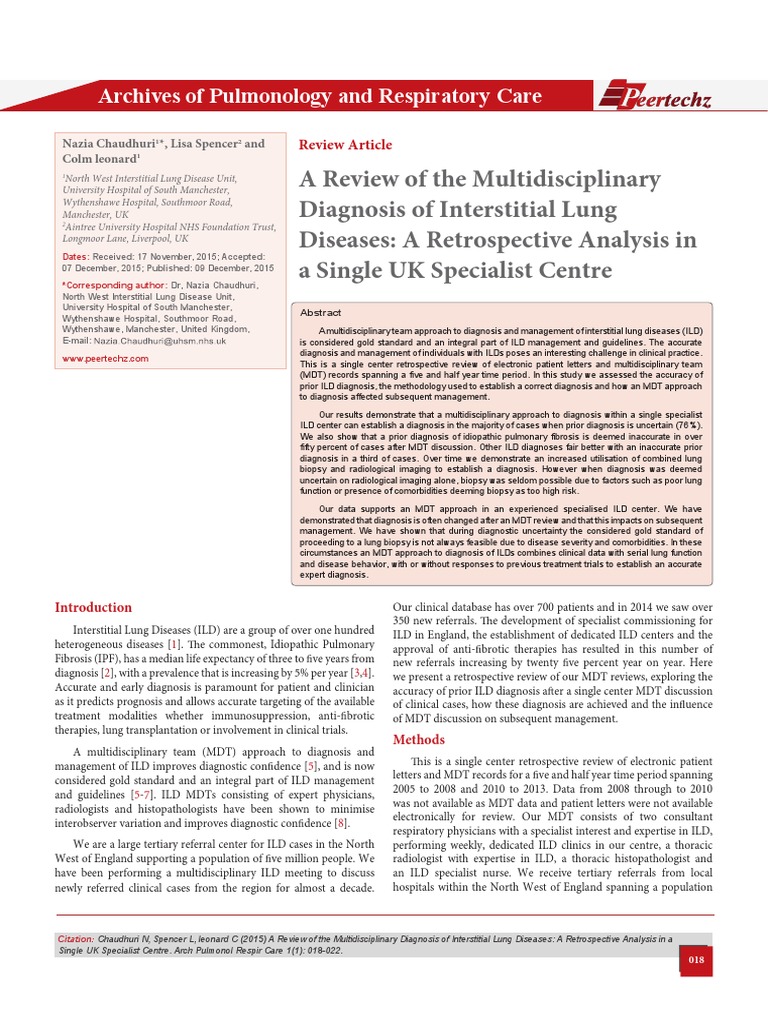 A Review of The Multidisciplinary Diagnosis of Interstitial Lung ...