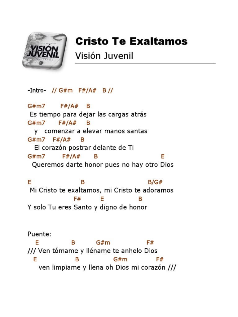 Acordes Vjuvenil Cristo Te Exaltamos acordes vjuvenil cristo te exaltamos