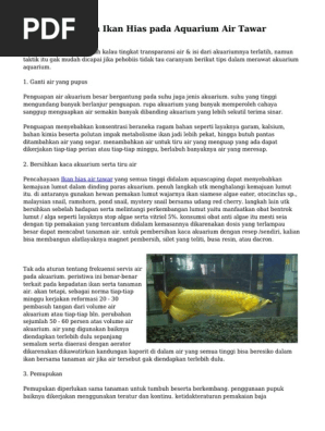 Tips Memelihara Ikan Hias Pada Aquarium Air Tawar