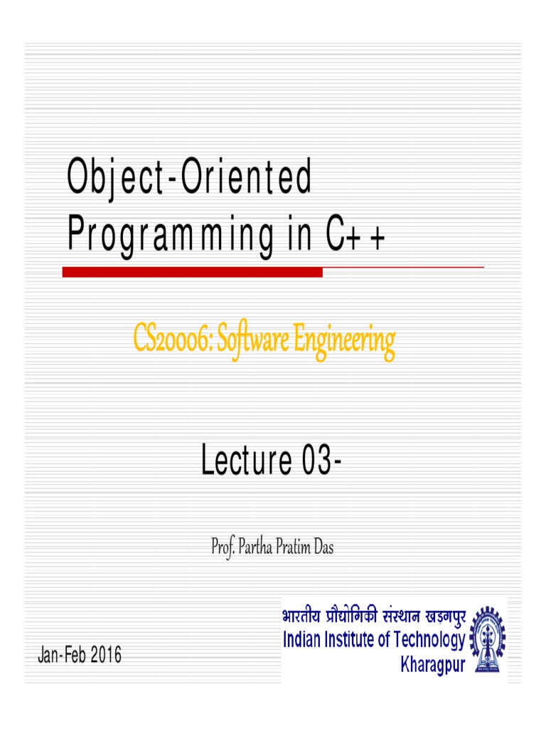 SE - Lecture 03-30 (OOP in C++) | PDF | Constructor (Object Oriented ...