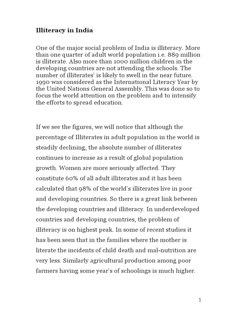 Illiteracy in India | PDF | Literacy | Poverty