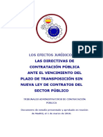 Los efectos jurídicos de las directivas de contratación pública ante el vencimiento del plazo de transposición sin nueva ley de contratos del Sector Público.