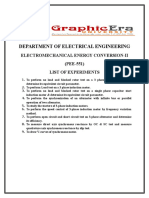 ELECTROMECHANICAL ENERGY CONVERSION LAB EXPERIMENTS LIST