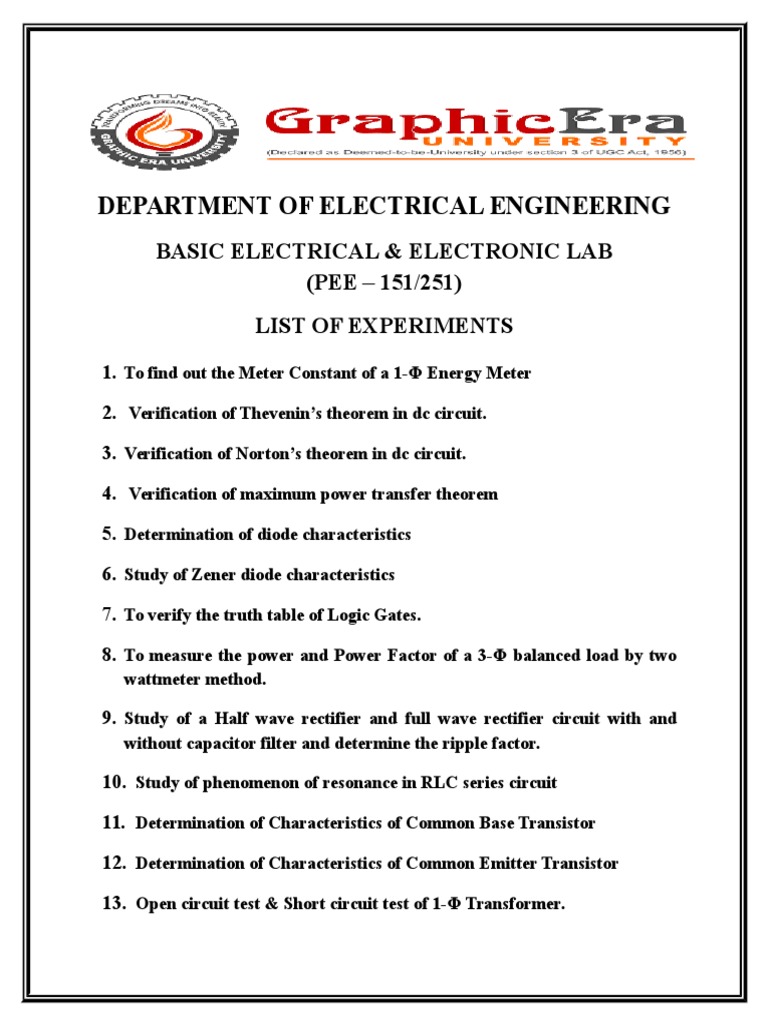 Electrical Engineering Lab Experiments | PDF | Computers