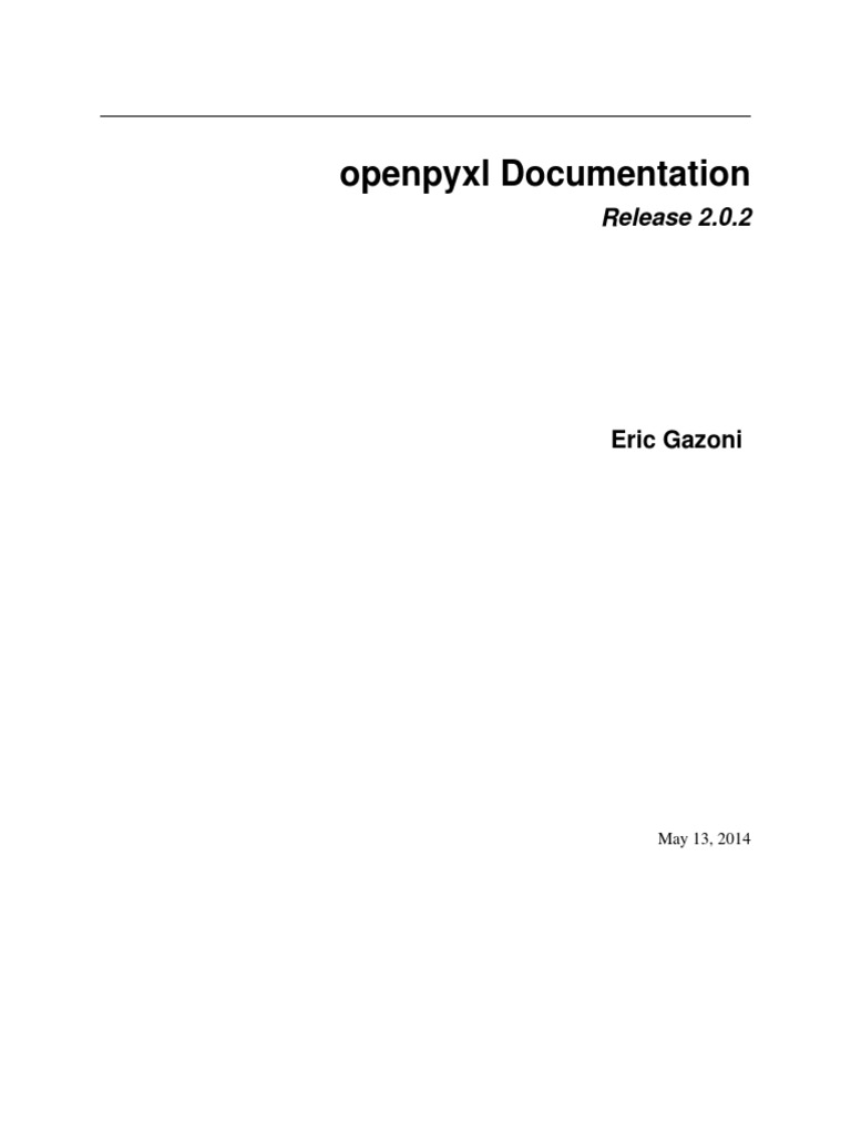 OpenPyxl Documentation Overview | PDF | Spreadsheet | Xml