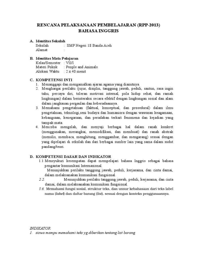 Lesson Plan (RPP) | PDF | Karier & Perkembangan | Seni & Disiplin Bahasa
