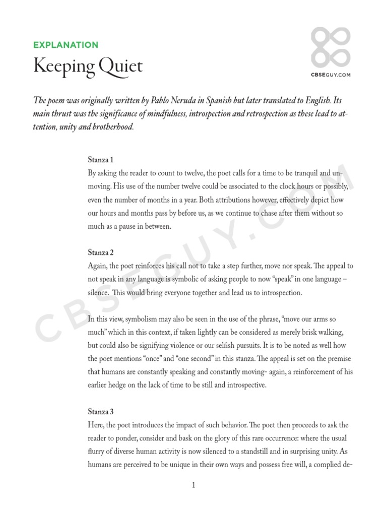 Poem Summary Keeping Quiet Psychological Concepts Psychology
