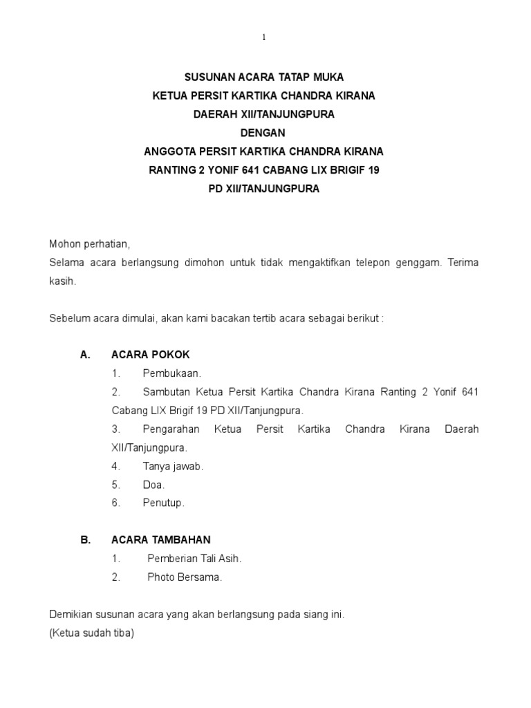 SUSUNAN ACARA PERSIT