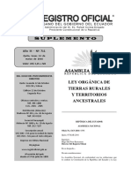 REGISTRO OFICIAL Ley Orgánica de Tierras Rurales y Territorios Ancestrales