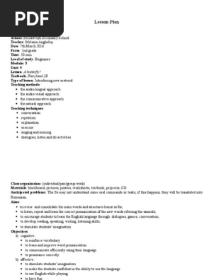 Lesson Plan Clasa A Ii A Lesson Plan Vocabulary