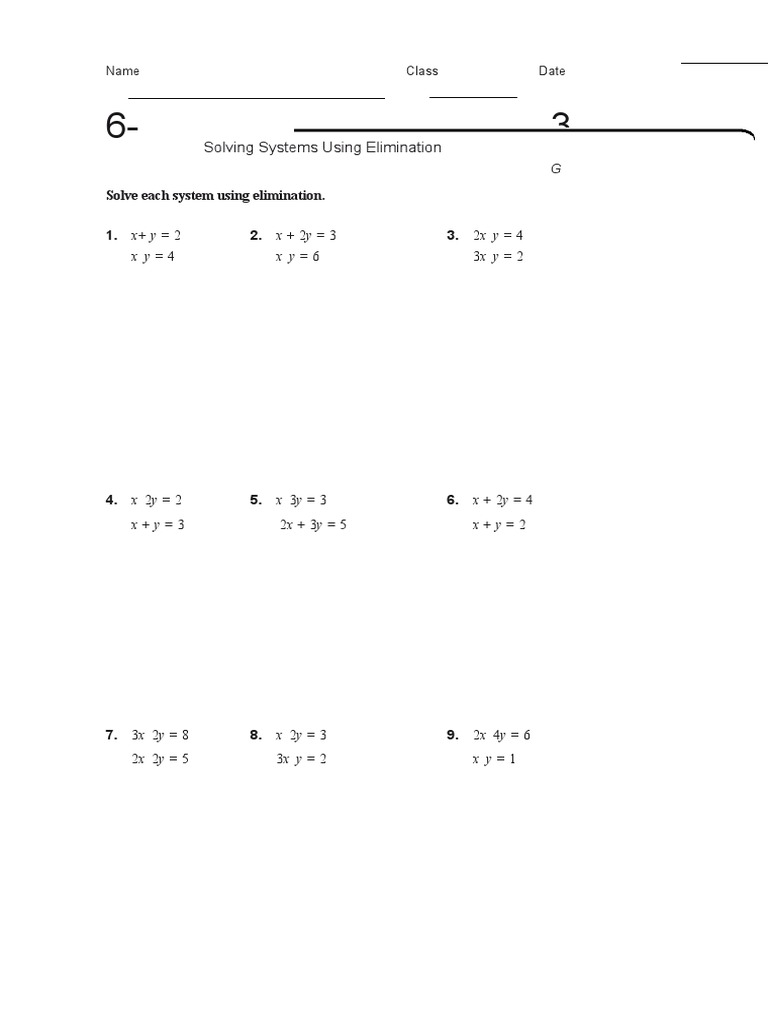 Solve Systems of Equations: Elimination Method | PDF | Science ...