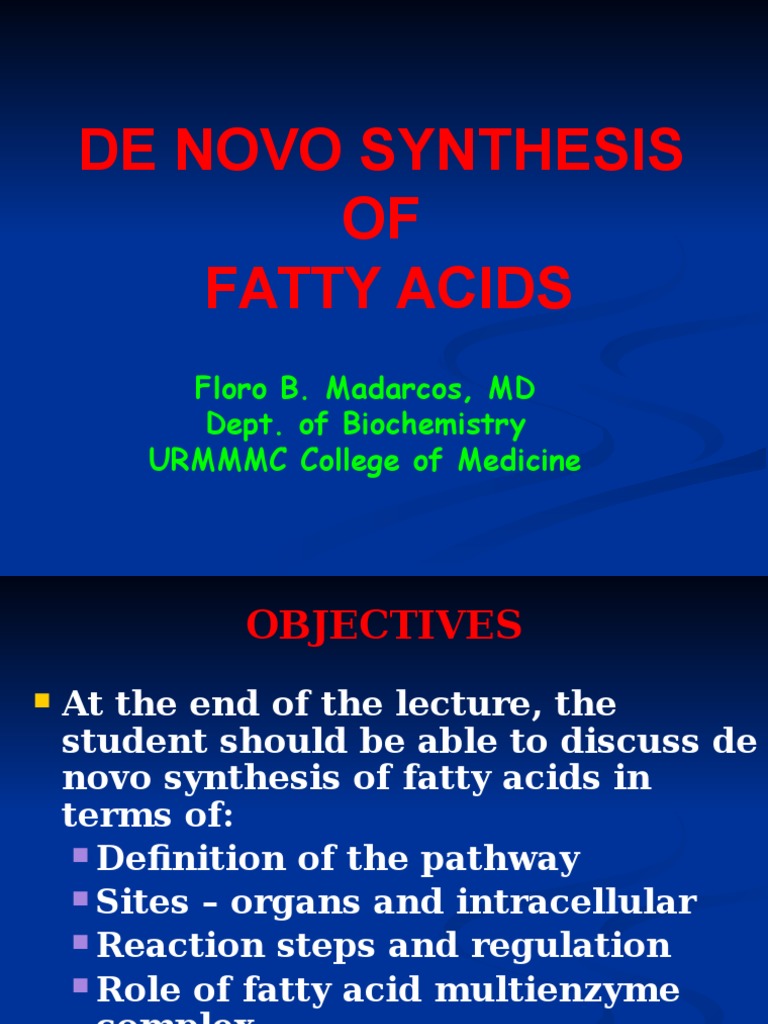 De Novo Fatty Acid Synthesis Overview | PDF | Cooking, Food & Wine ...