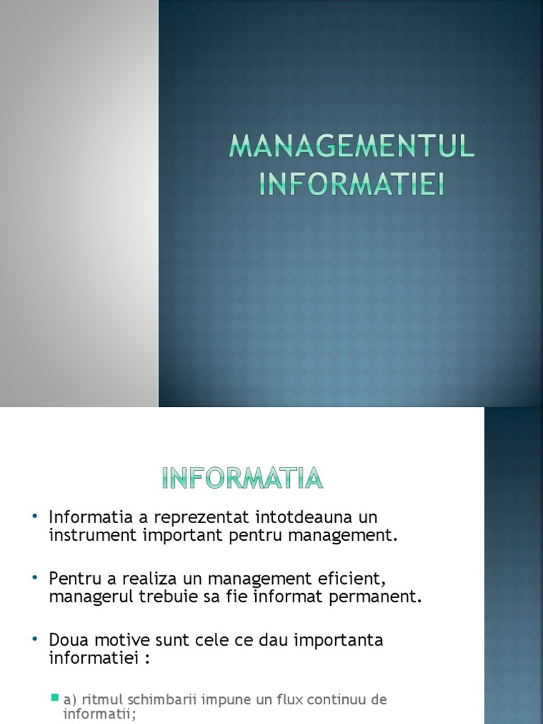 Managementul Informatiei | PDF
