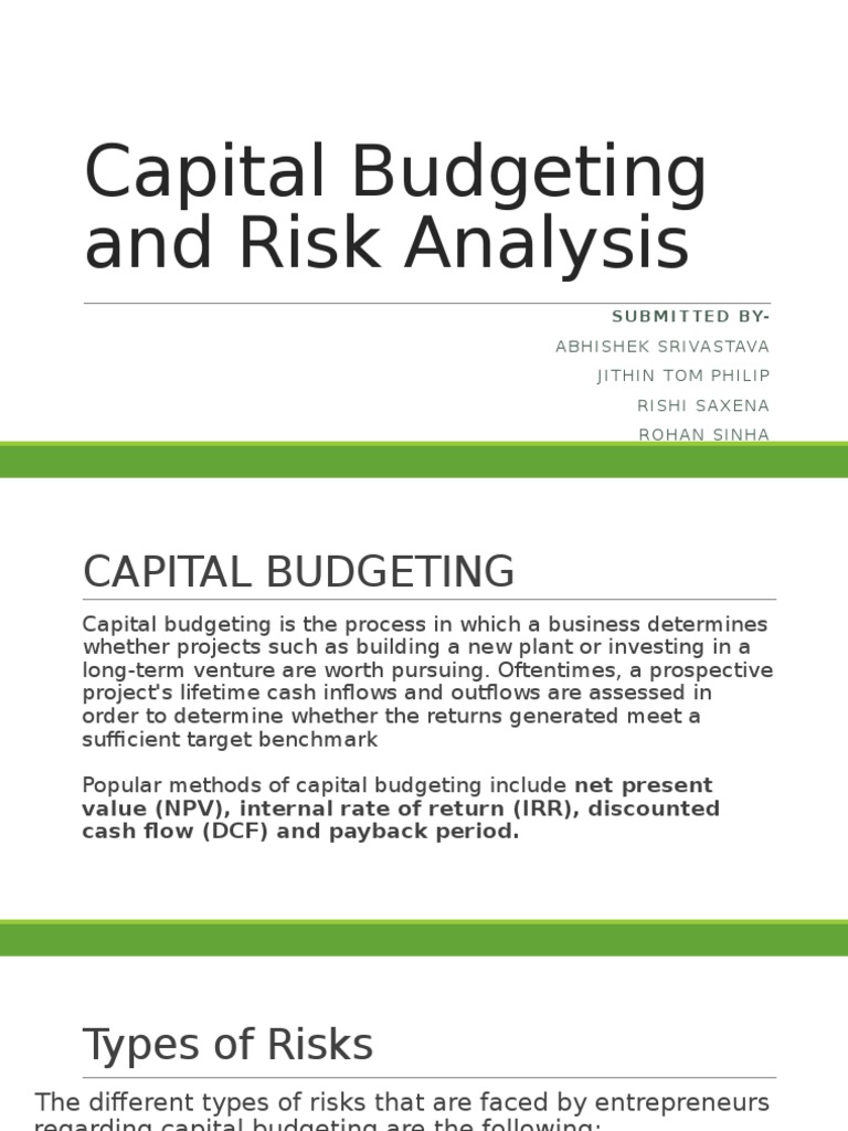 Capital Budgeting and Risk Analysis | PDF | Finance & Money Management ...