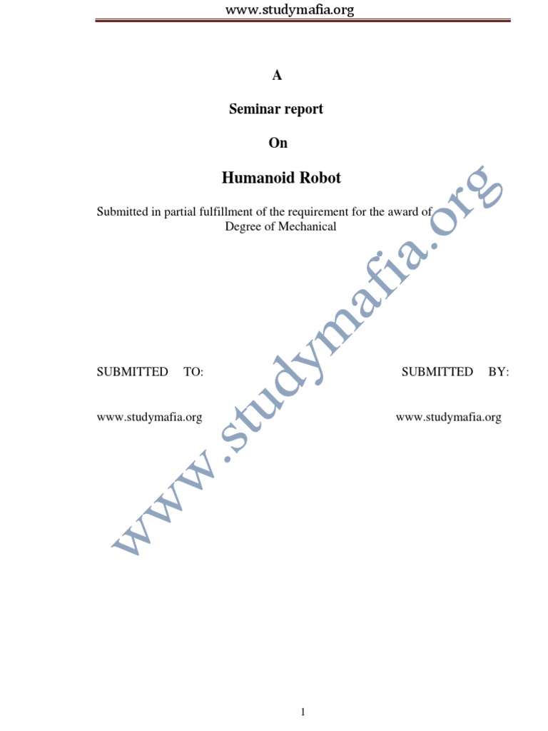 Humanoid Robot Seminar Report | PDF | Kalman Filter | Hand