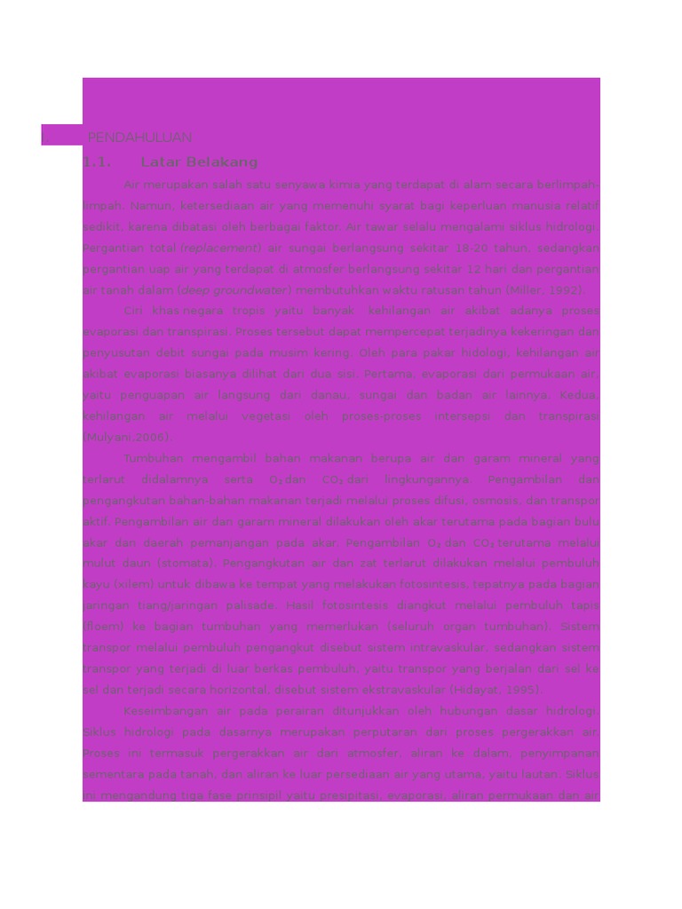 Transpirasi Tanaman Air Dan Evaporasi | PDF