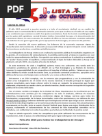 Mensaje_ Corriente Gremial_Lista 20 de Octubre