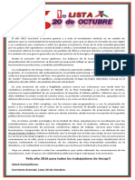 Mensaje - Corriente Gremial - Lista 20 de Octubre