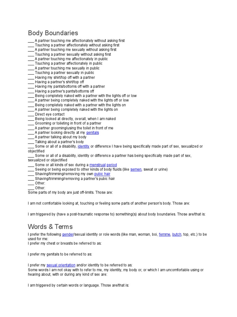 Sex Checklist PDF Masturbation Sexual Intercourse