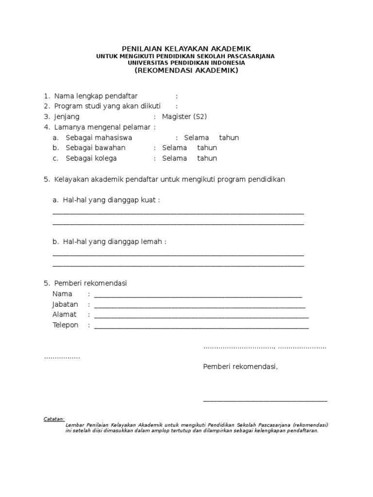 Contoh Format Surat Rekomendasi Dosen - Search Barn
