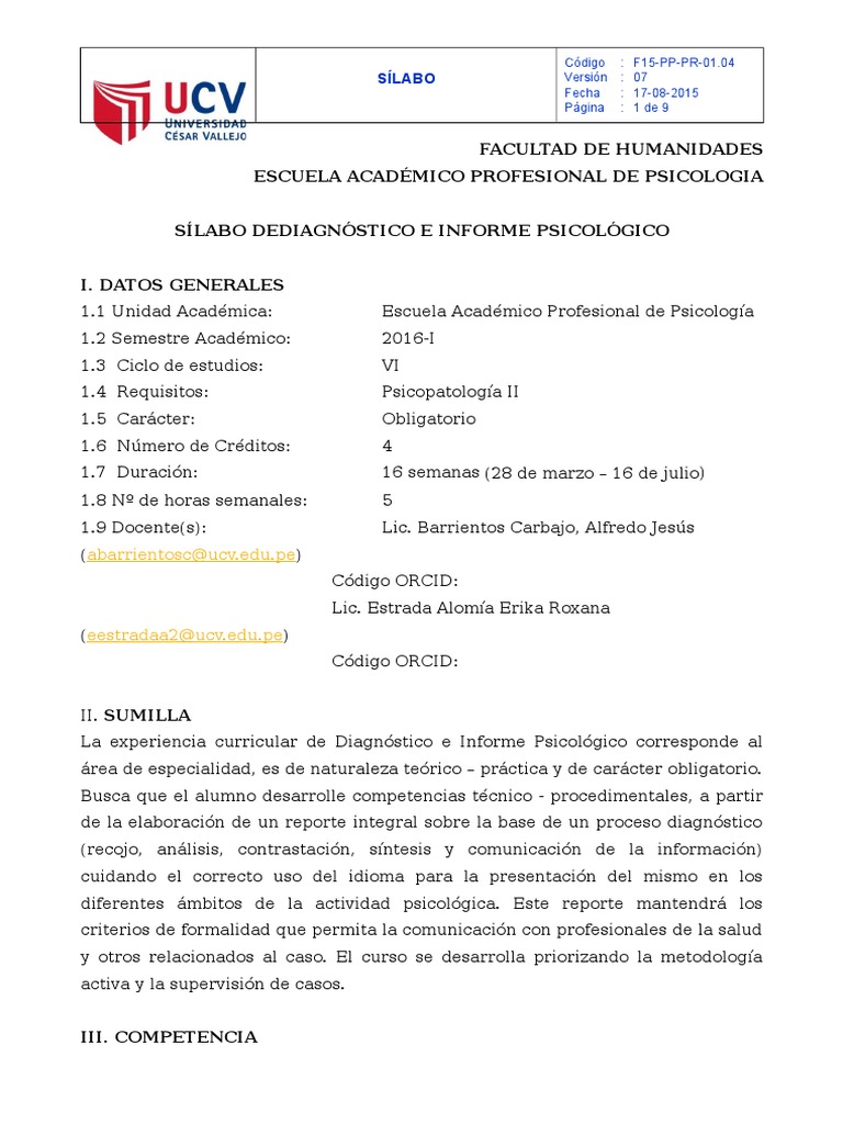 Diagnóstico e Informe Psicológico Test (Assessment