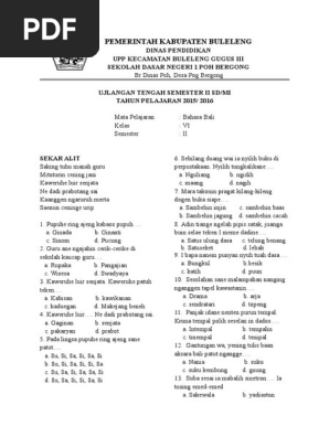 Soal Uts Bahasa Bali Kelas Vi