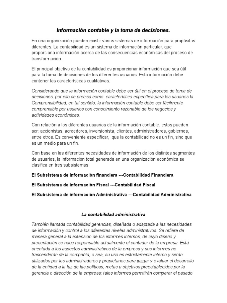 Contabilidad y Toma de Decisiones Empresariales | PDF | Contabilidad ...
