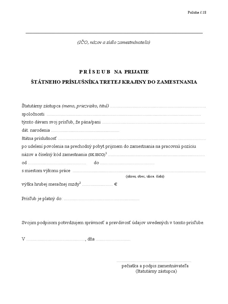 Prislub Na Zamestnanie | PDF