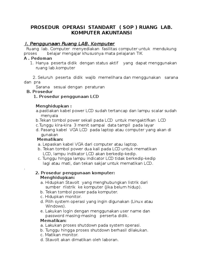 Sop Ruang Lab. Komputer PDF