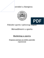 Program Nastupa Na Tržištu Sportske Organizacije