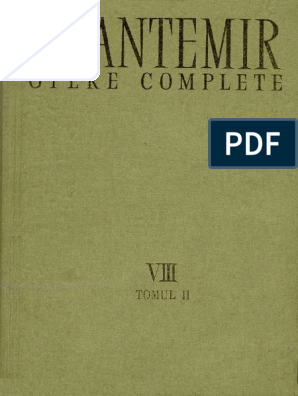 Dimitrie Cantemir Opere Complete Volumul 8 Tomul 2 Sistemul