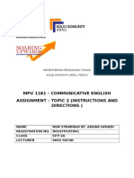 Mpu 1181 - Communicative English Assignment - Topic 2 (Instructions and Directions)