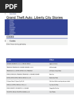 Grand Theft Auto: Liberty City Stories: Codes