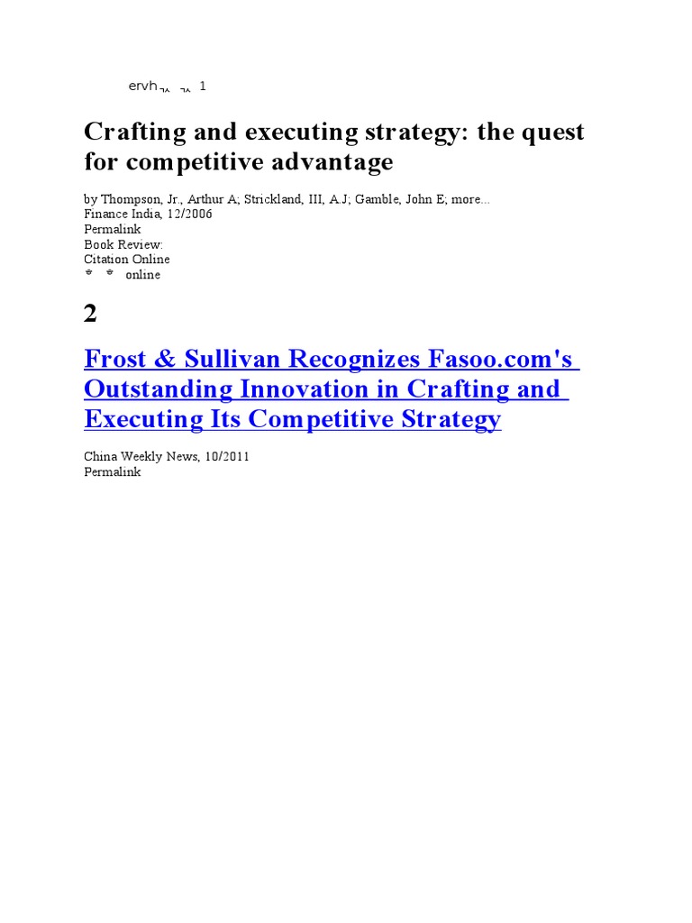 Crafting & Executing Strategy Review | PDF | Business | Internet