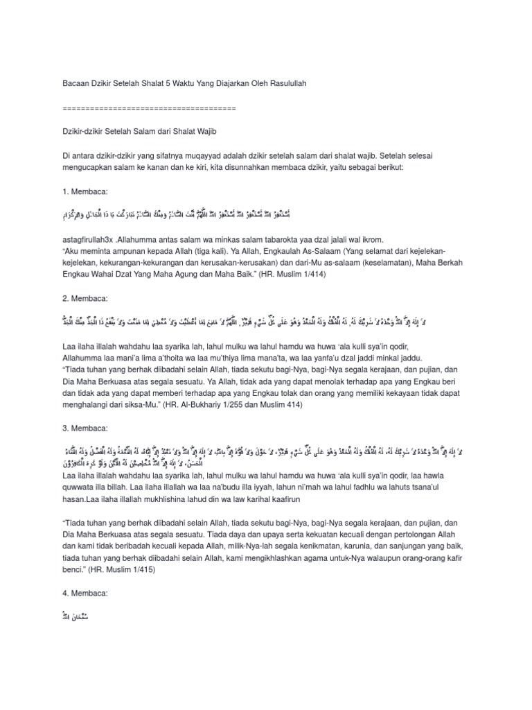 Bacaan Dzikir Setelah Shalat 5 Waktu Yang Diajarkan Oleh Rasulullah Cara Mengajarku