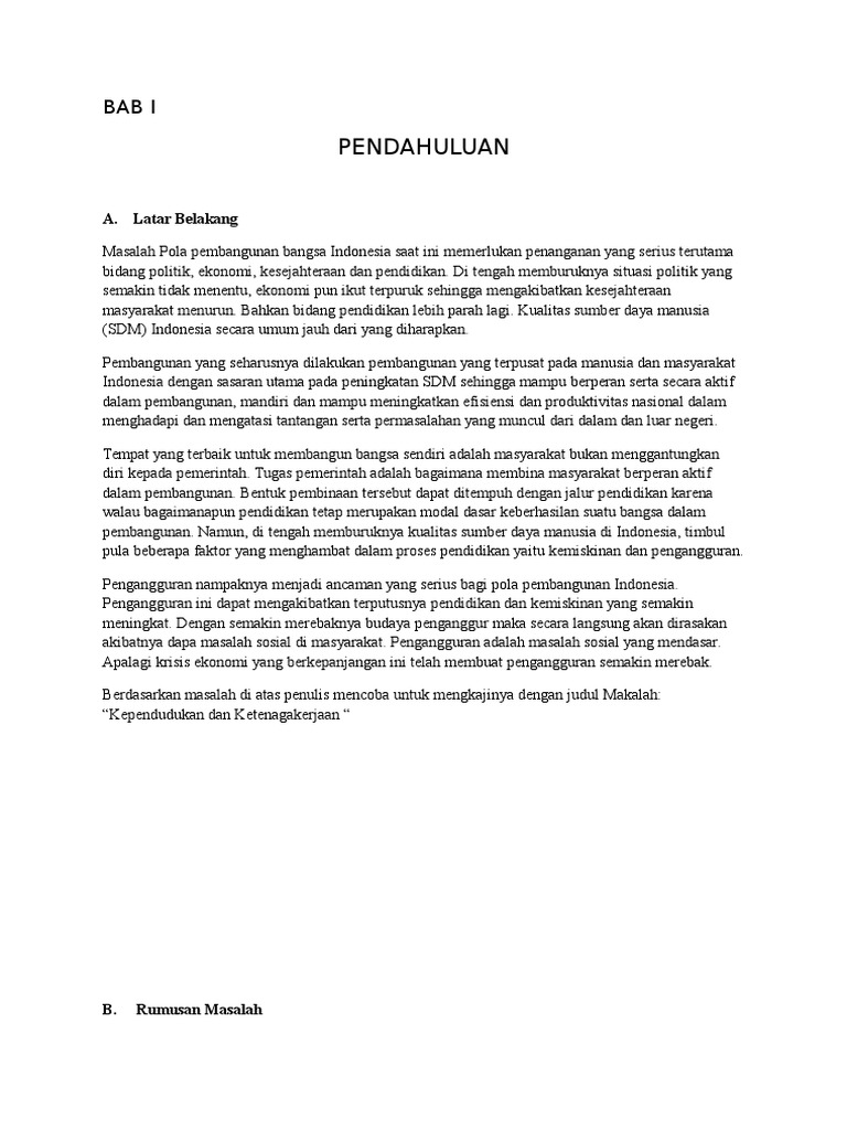 makalah penduduk dan tenaga kerja
