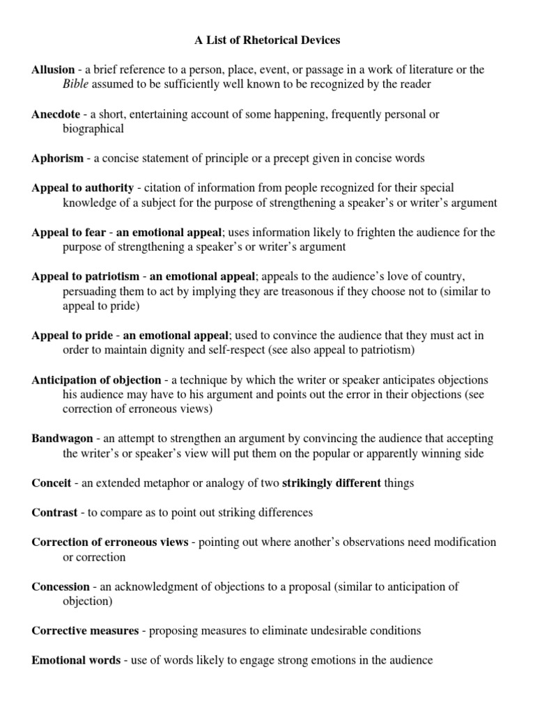 List of Rhetorical Devices | PDF | Cognitive Science | Truth
