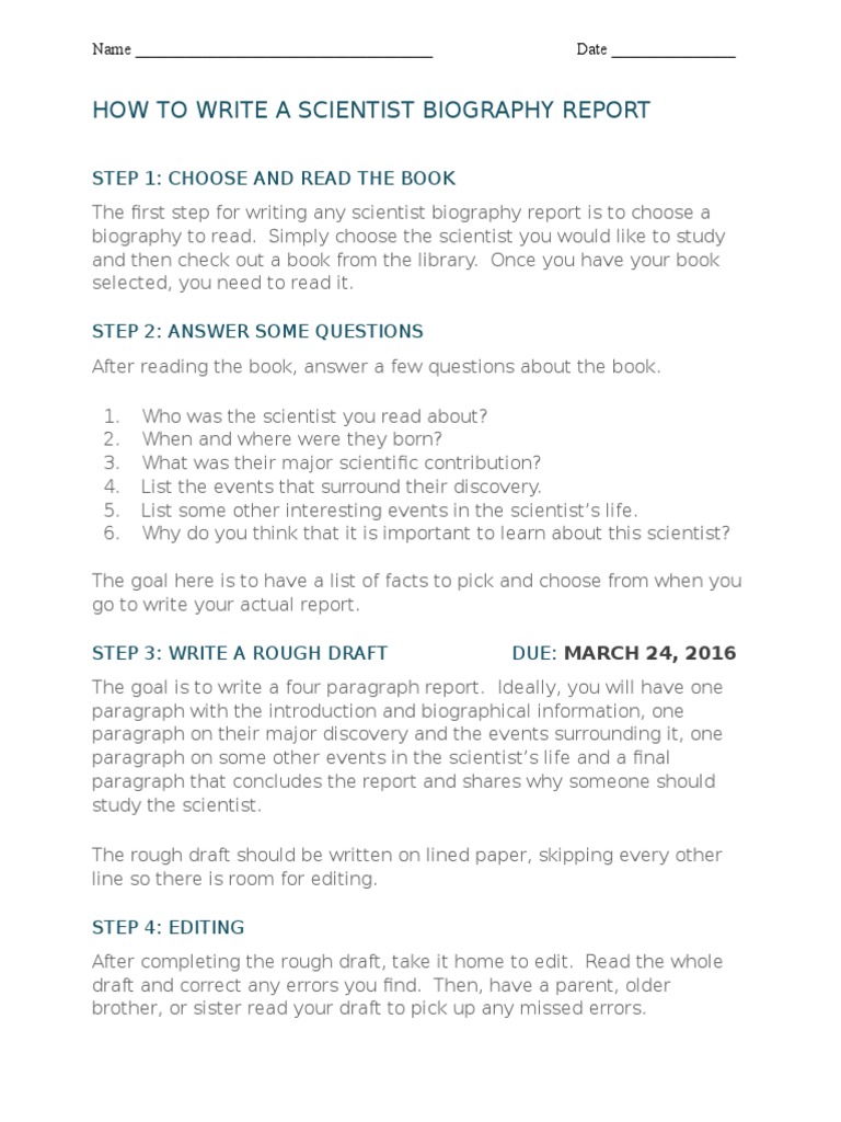 Guide to Writing Scientist Biographies | PDF | Bibliography | Scientist