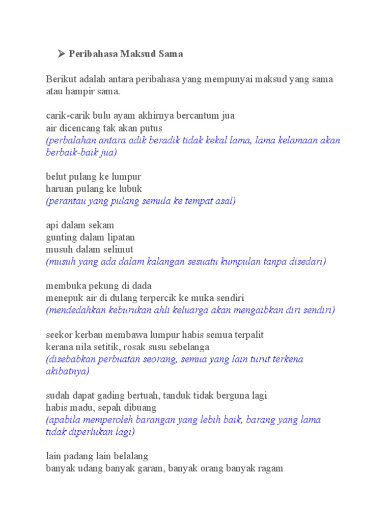Peribahasa Maksud Sama Pdf